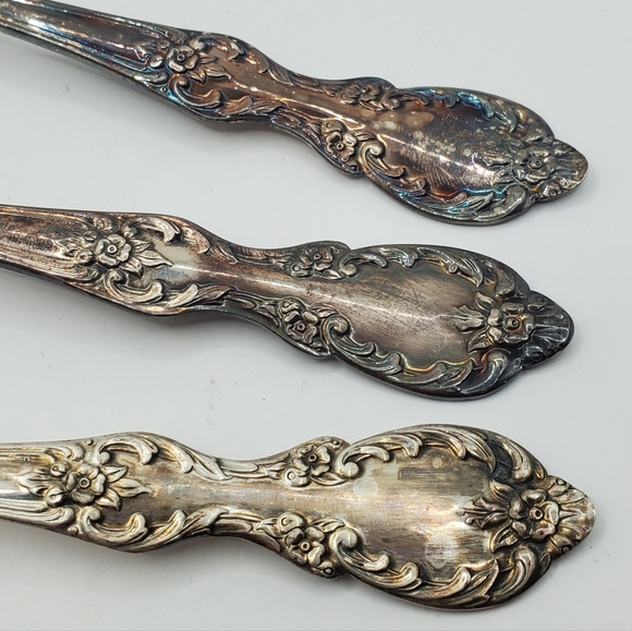 Vtg 1847 Rogers Bros Silverplate Large Serving Spoon Fork Floral Pattern - Picture 3 of 13